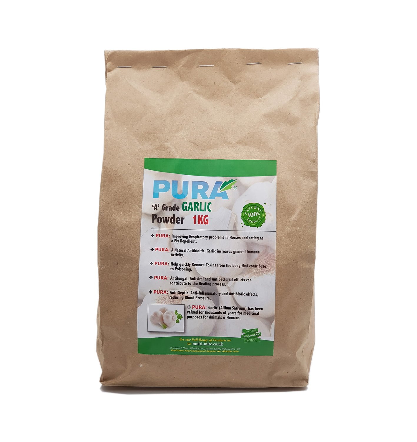 Food PURA® 1KG Garlic Powder FOOD Grade Buy Diatomaceous Earth Online